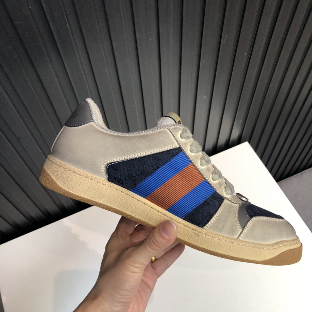 Gvc*1 Women’s GG Screener Distressed White Blue For Women 546551 99W20 4368