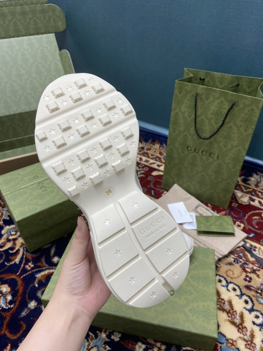 Gvc*1 Women’s Rhyton Sneakers With Logo 1921 Gvc*1 White Ivory For Women ‎684896 DRW00 9522