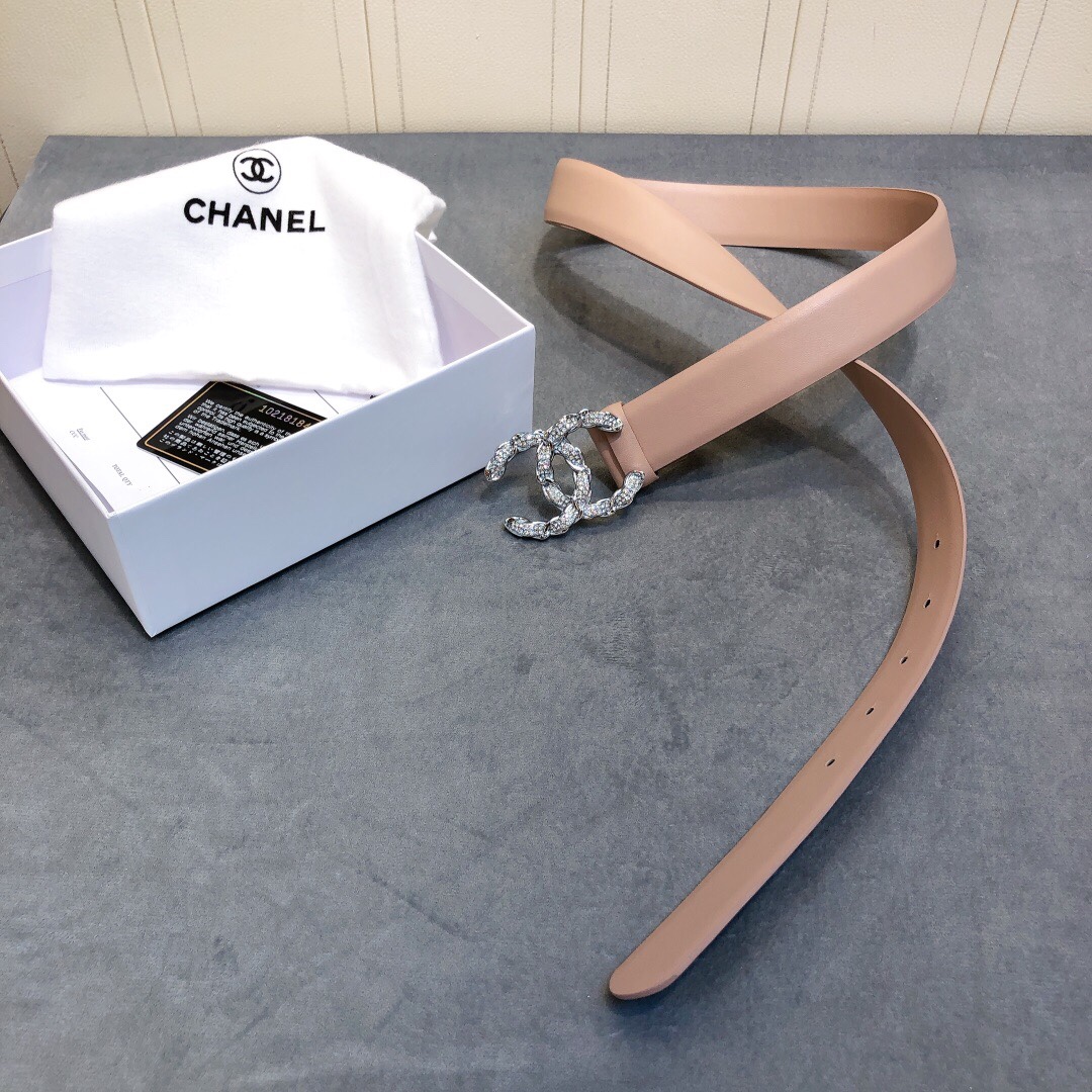 Ch**el Belt With Double C Buckle Beige Women Belt