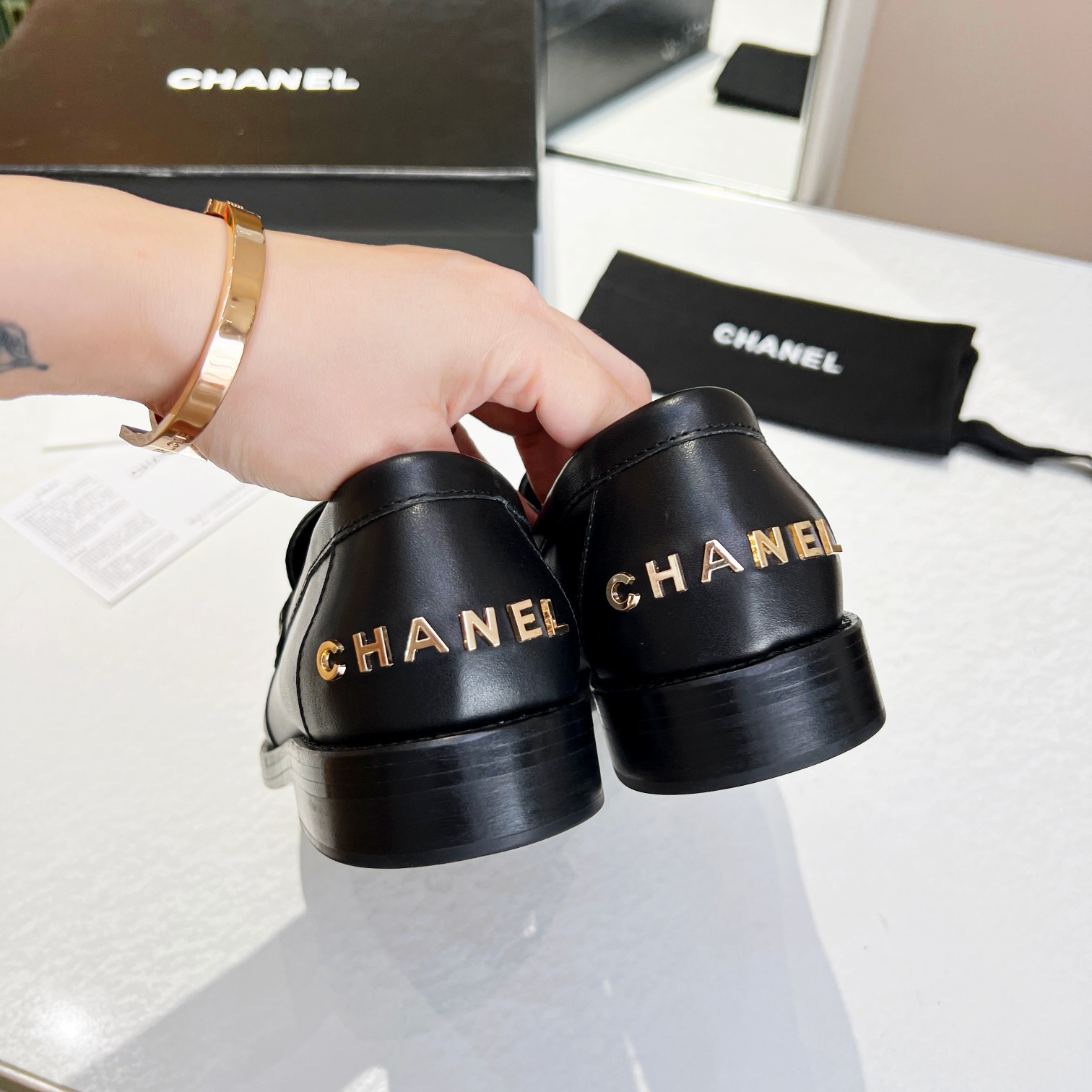 Ch**el Women’s Loafers Black For Women 1.2 in/3cm