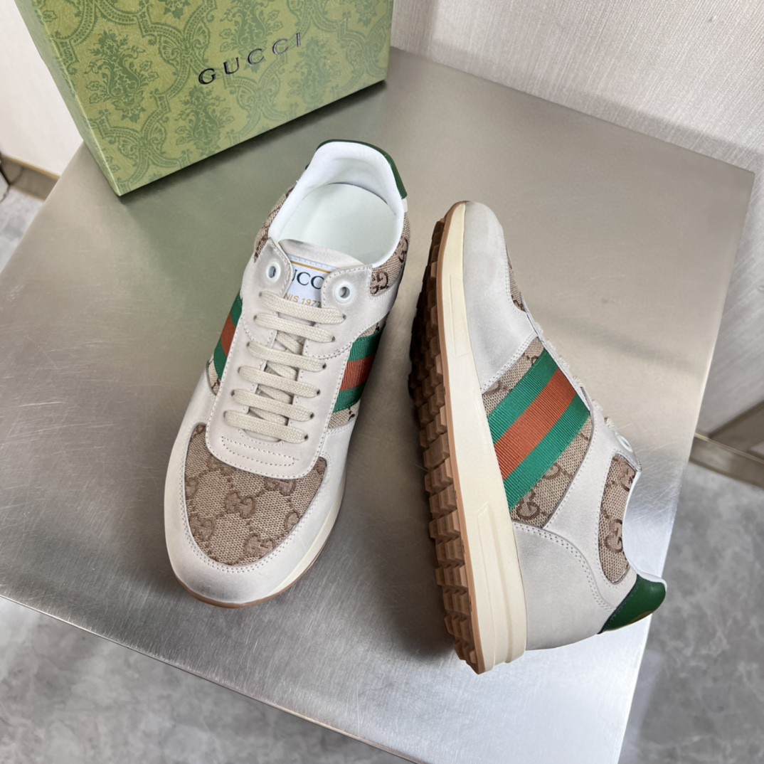 Gvc*1 Men’s GG Sneaker With Web Green For Men GG Shoes 669698