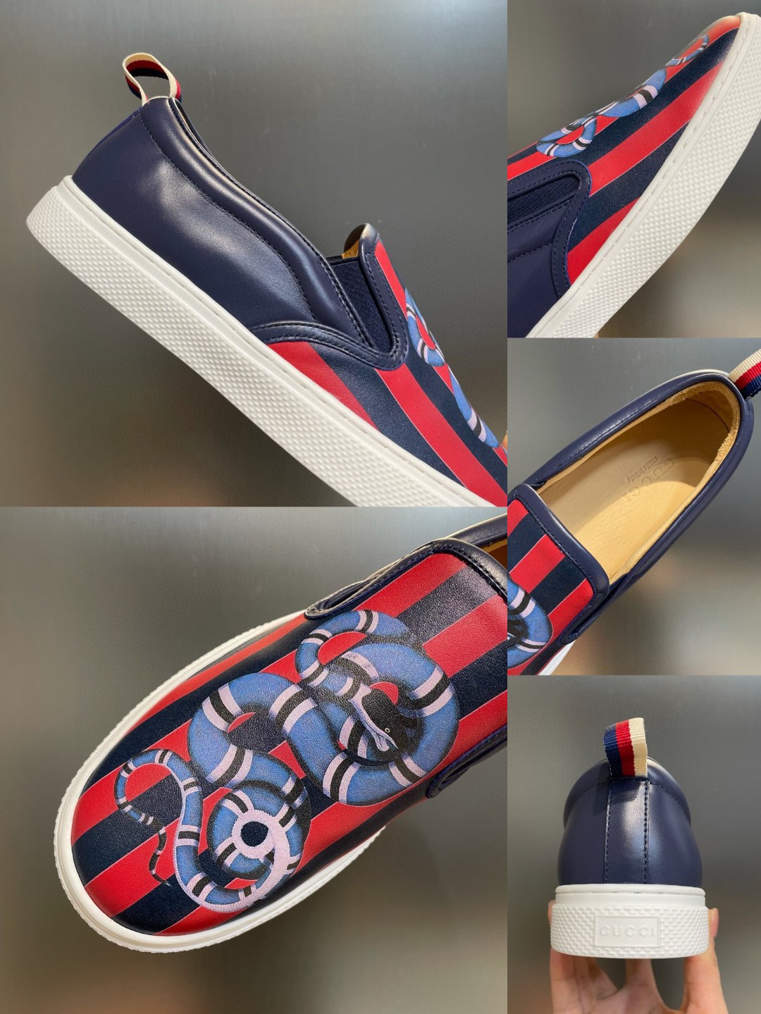 Gvc*1 Men’s Kingsnake Print Slip-On Sneaker Blue For Men 407362