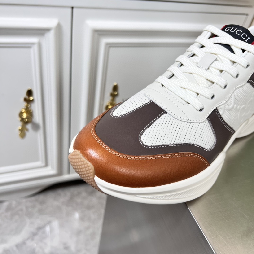 Gvc*1 Men’s GG Embossed Rhyton Sneakers Brown For Men 721750