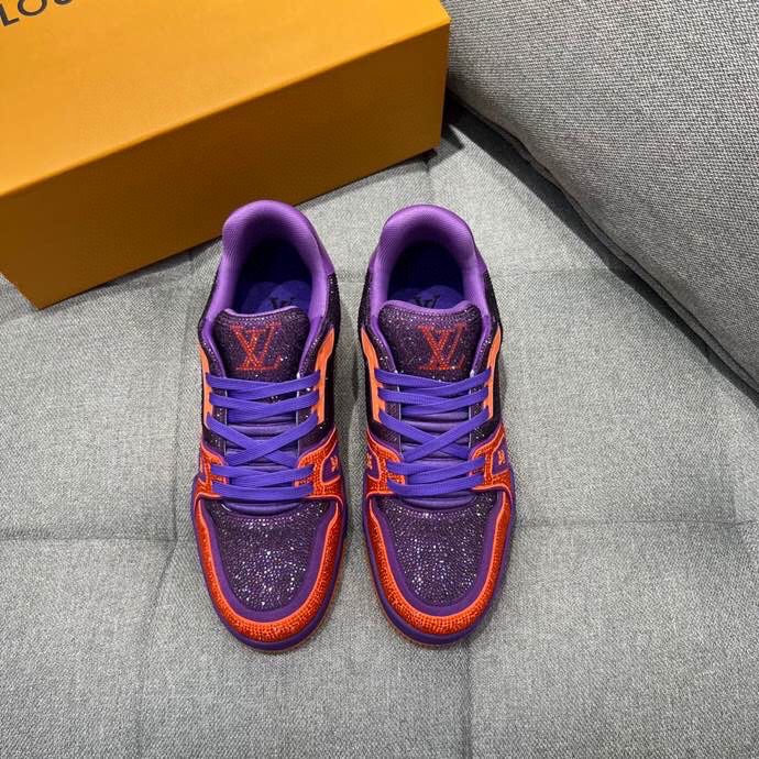 L0vis Vuittion LV Trainer Sneaker Purple For Men LV 1AA6QF