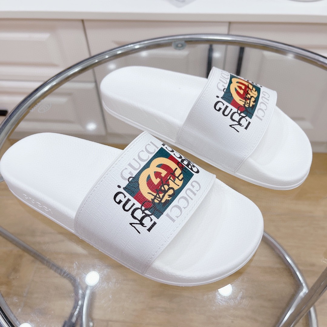 Gvc*1 Men’s Slide Sandal With GG Web White For Men 407345