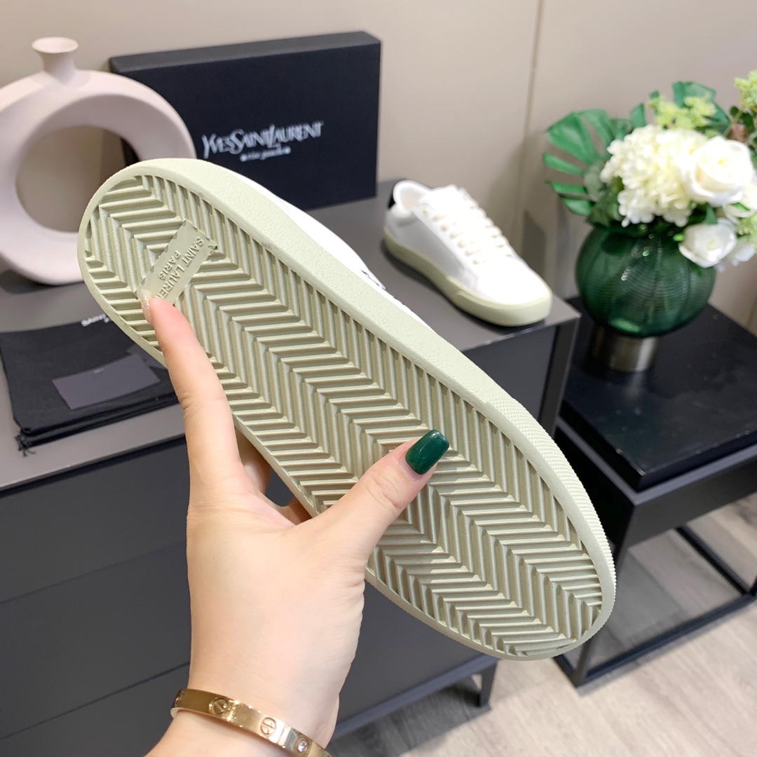 Sa1nt Lau*nt Women’s Court Classic Sl/06 Embroidered Sneakers White For Women Y51 61064908G109061