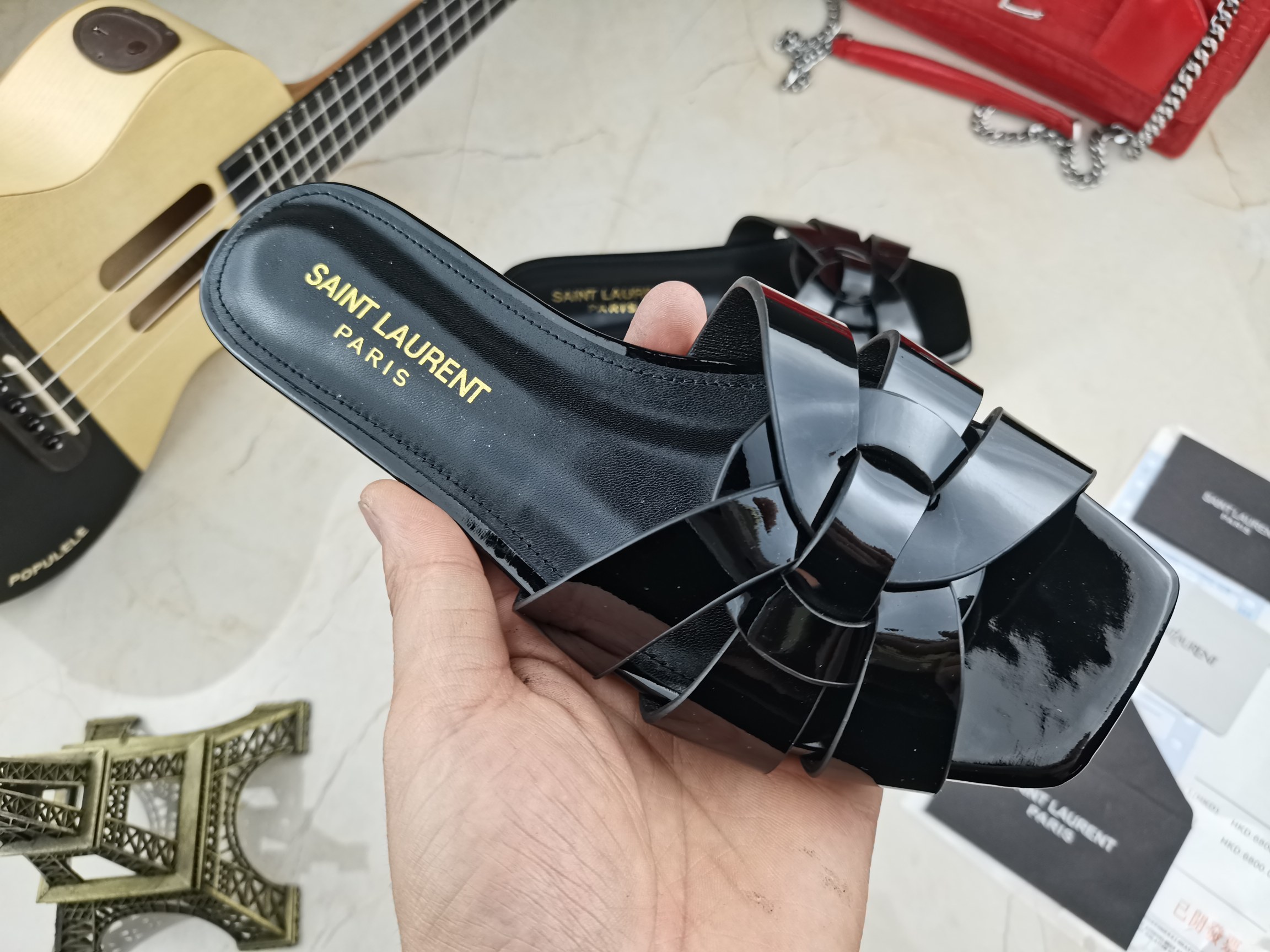 Sa1nt Lau*nt Women’s Tribute Flat Mules Black For Women Y51 571952B8I001000