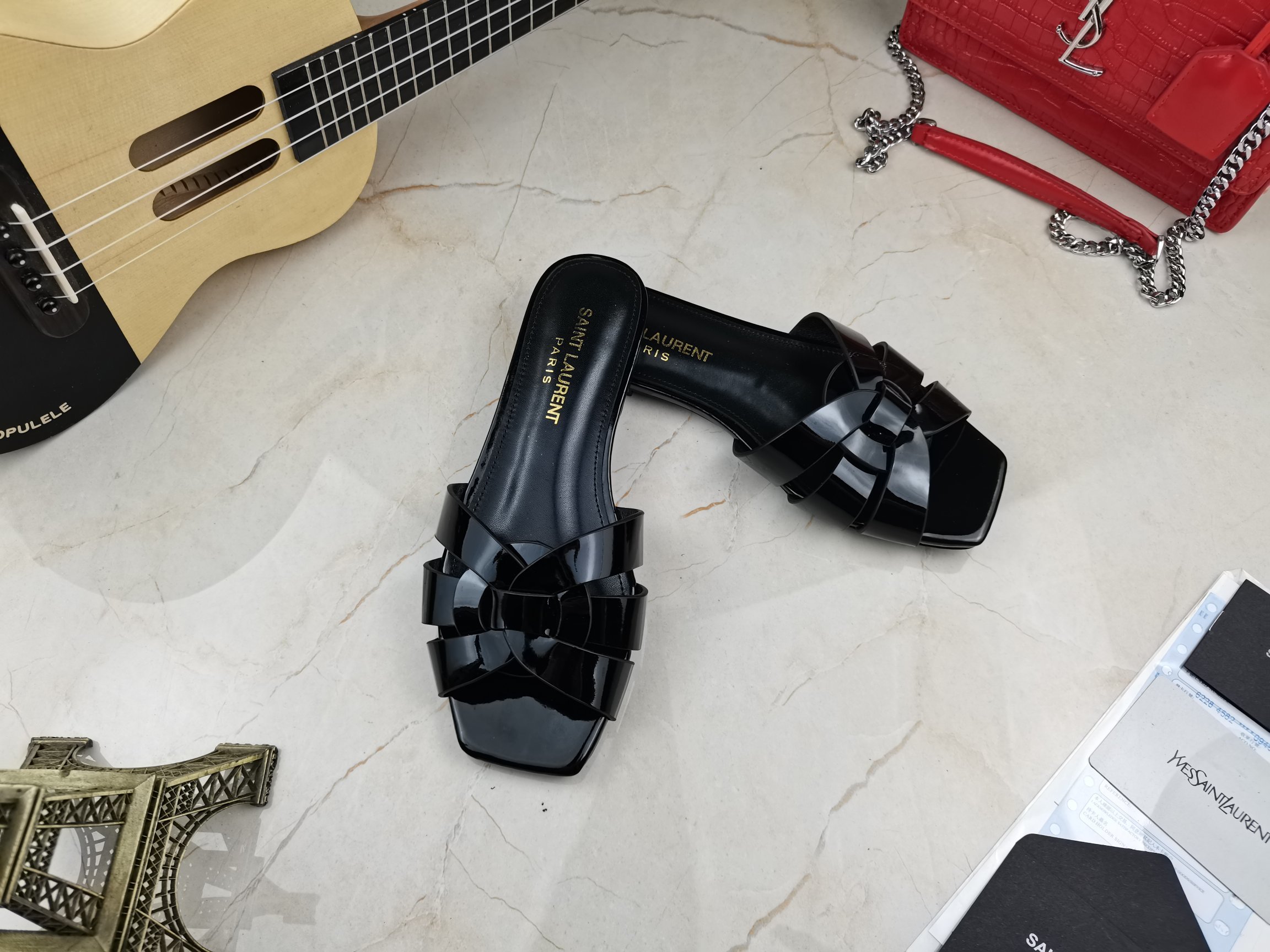 Sa1nt Lau*nt Women’s Tribute Flat Mules Black For Women Y51 571952B8I001000