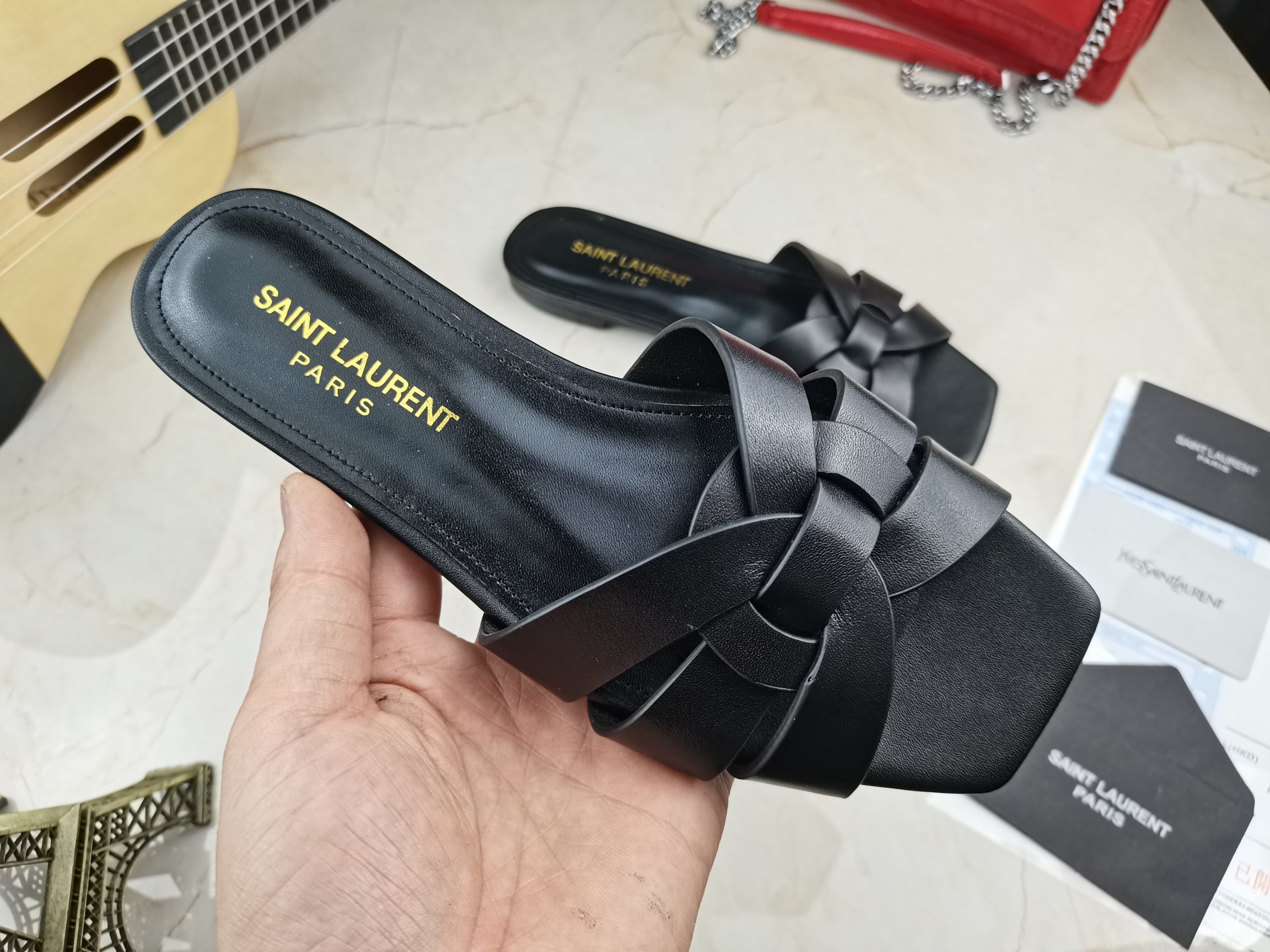 Sa1nt Lau*nt Women’s Tribute Flat Mules Black For Women Y51 571952BDA001000