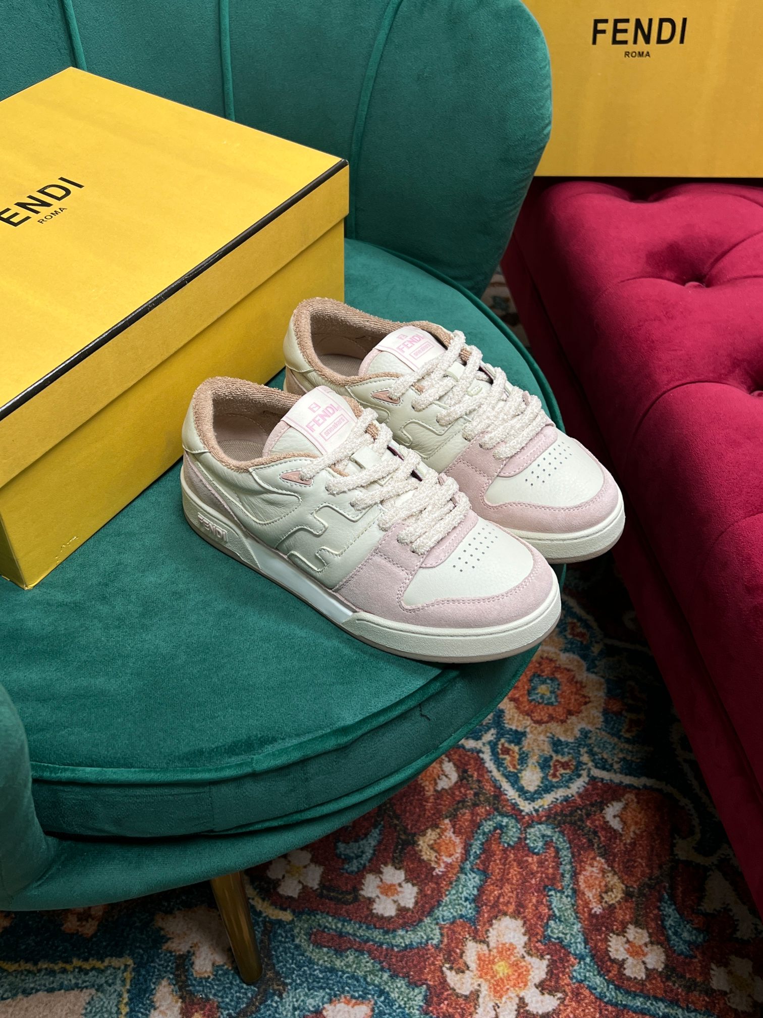 F**di Match Low Tops In Pink For Women 8E8252AHH2F1FHT