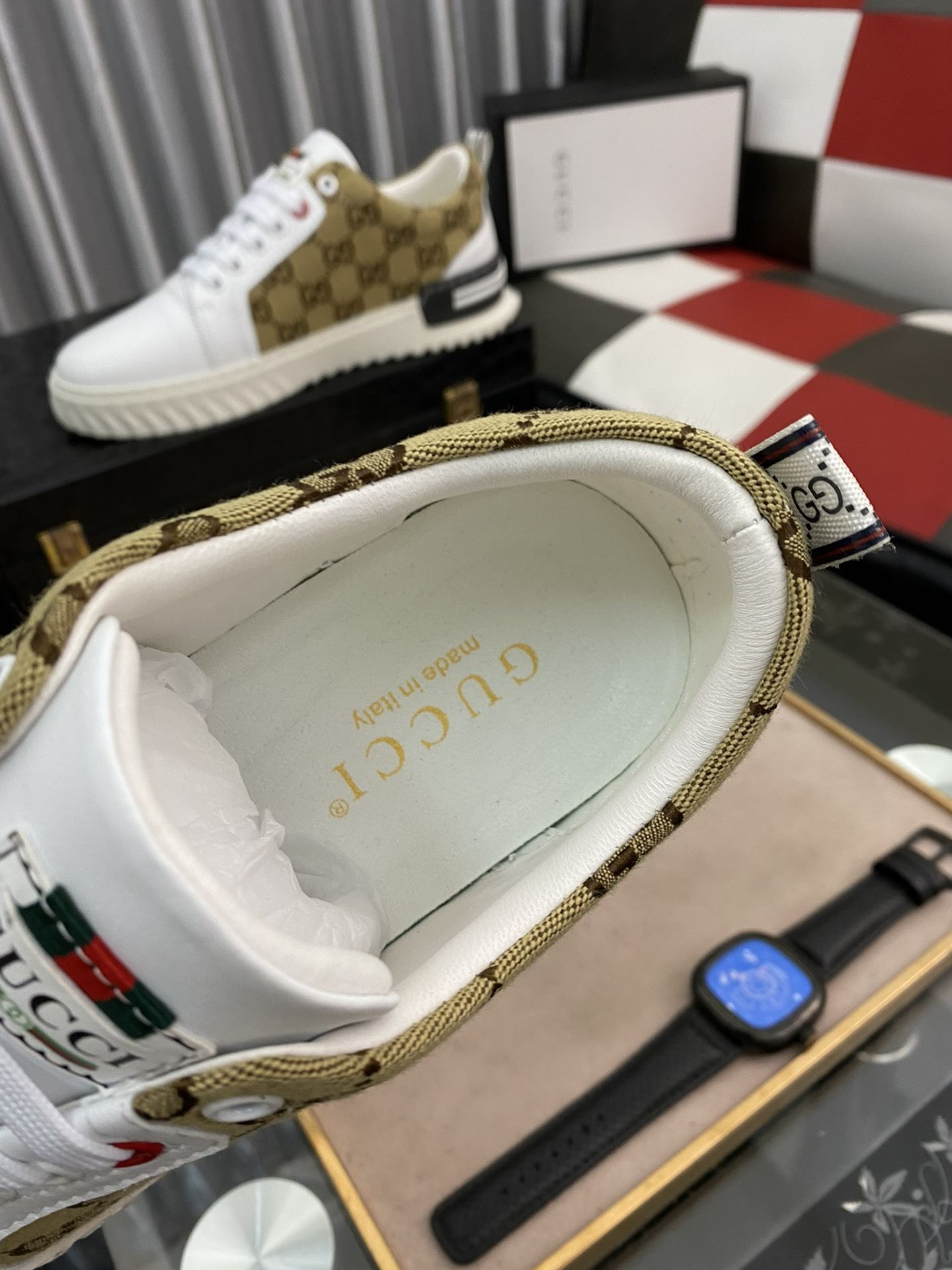 Gvc*1 Men’s GG Ace Sneaker Yellow And White For Men