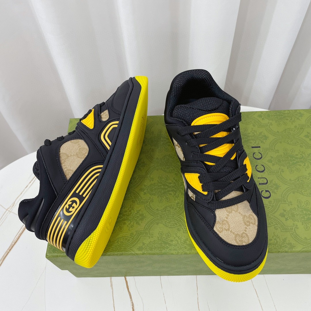 Gvc*1 Men’s GG Basket Sneaker Black And Yellow For Men 661311