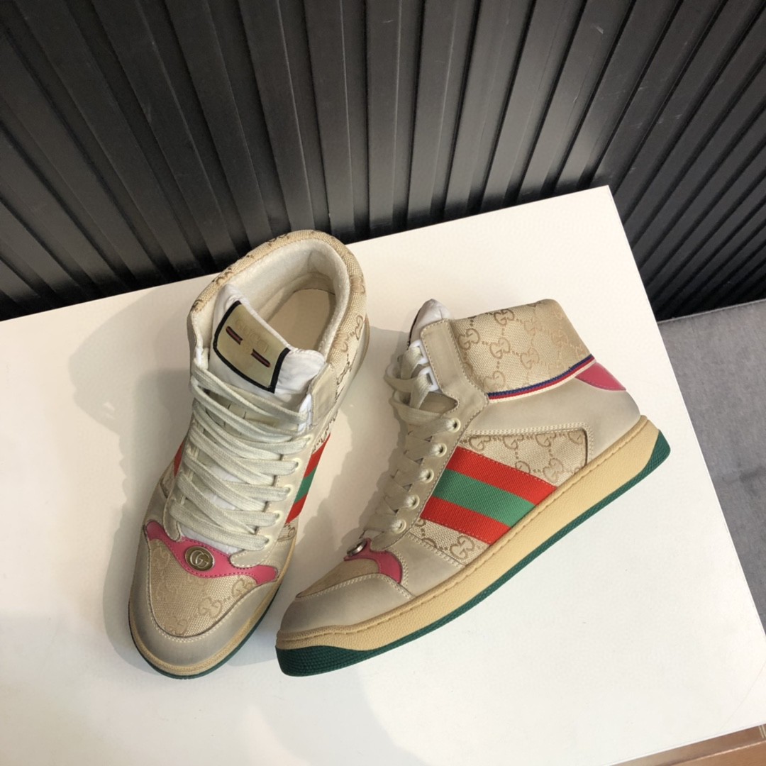 Gvc*1 Men’s Screener GG Distressed High Top Off-White Pink For Men 5637309