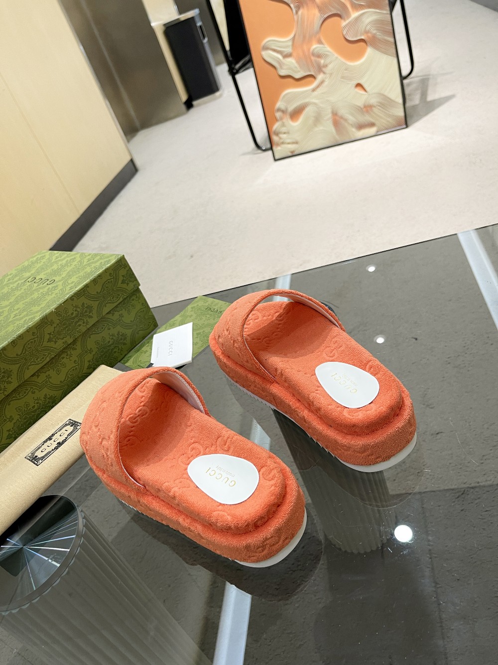 Gvc*1 Women’s GG Platform Sandal Orange For Women GG ‎700599 U2O00 7519