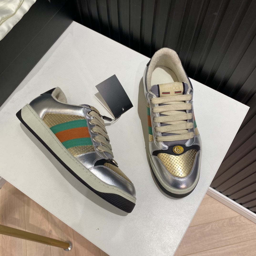 Gvc*1 Men’s Screener Low Top Sneakers Silver Gold For Men 627833 1TR20 8162