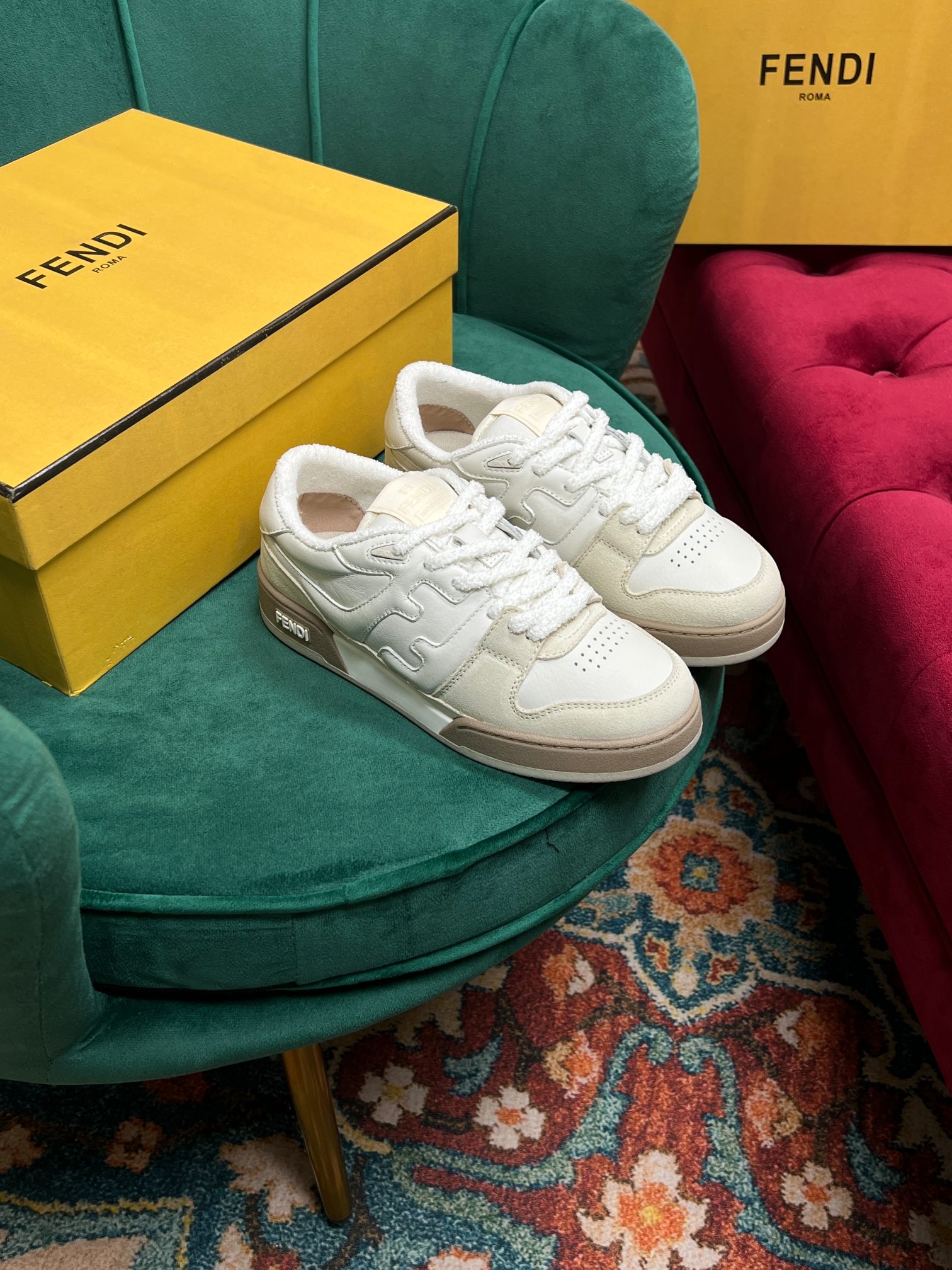 F**di Match Low Tops In White For Women 8E8252AHH2F1FHS