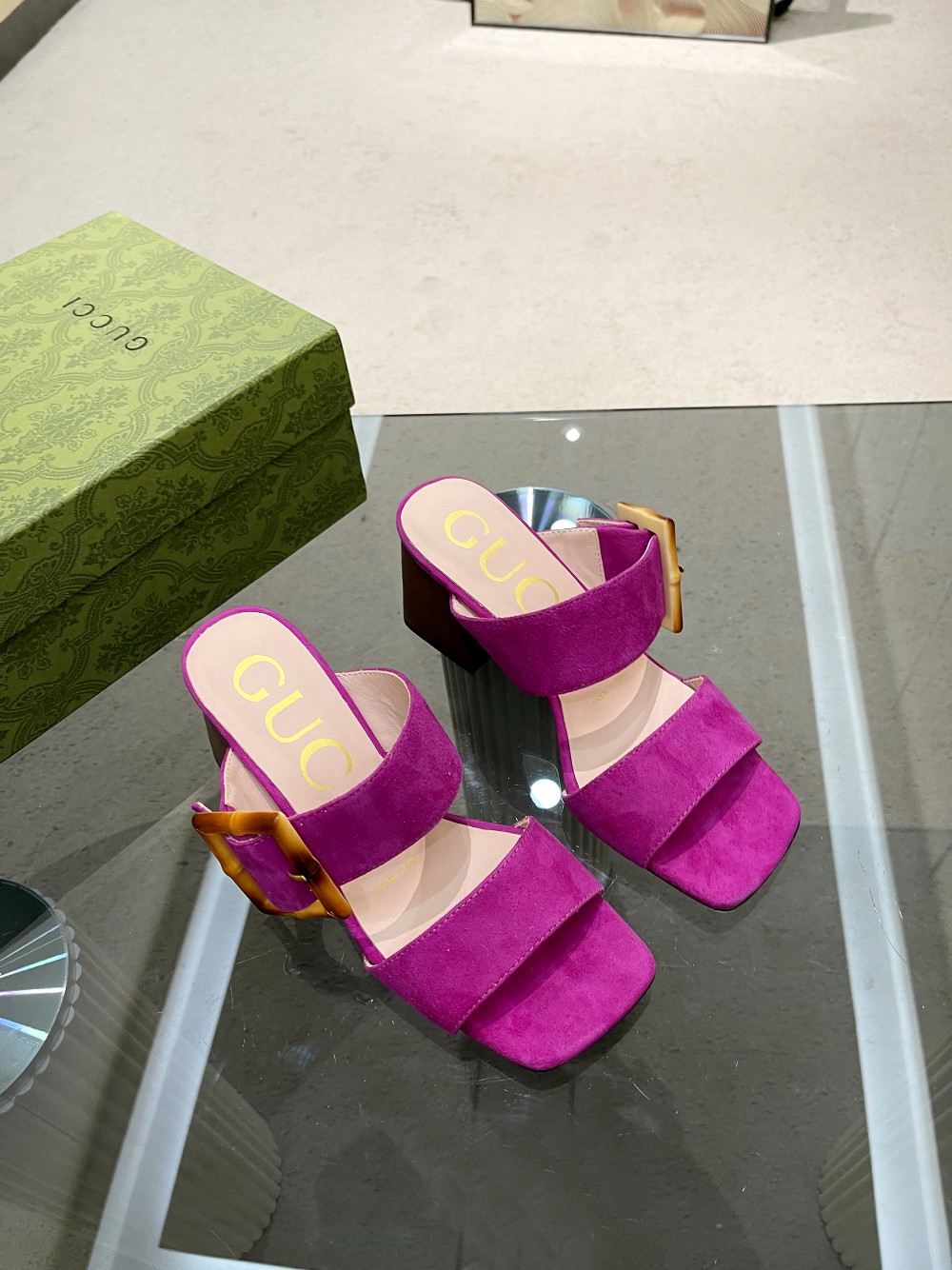 Gvc*1 Women’s Sandal With Bamboo Buckle Purple For Women GG