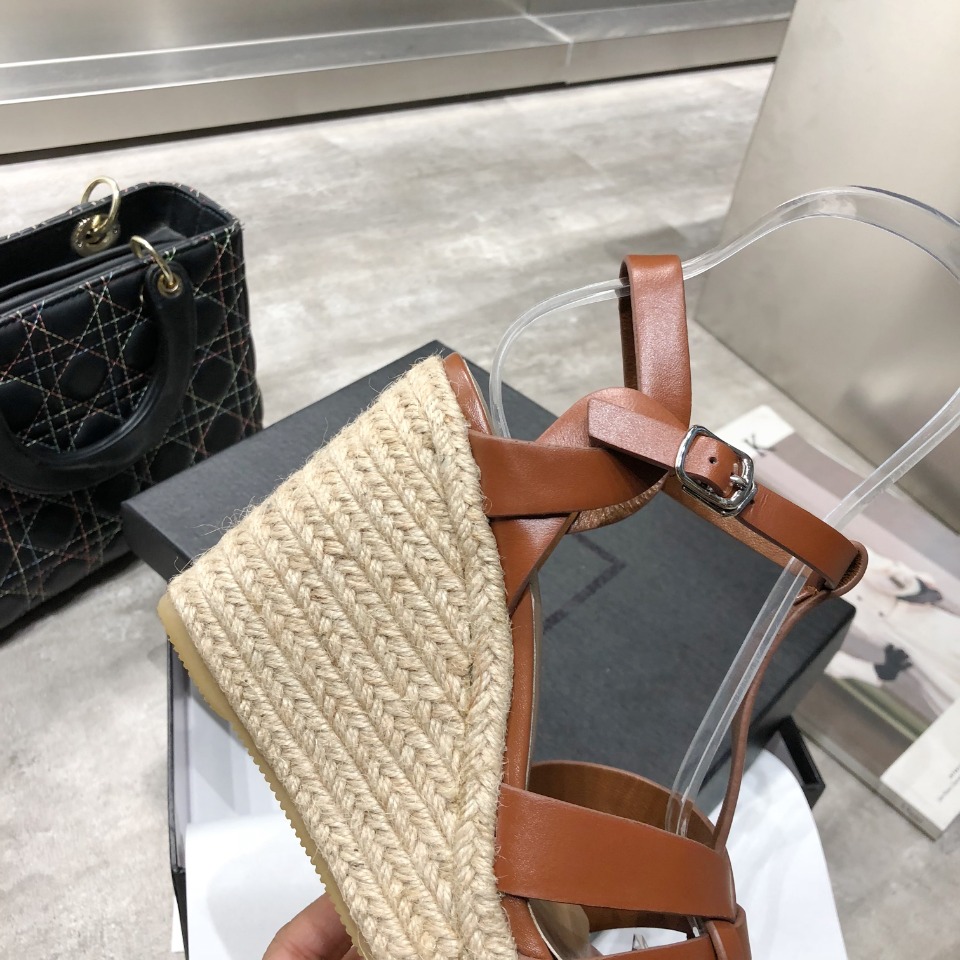 Sa1nt Lau*nt Women’s Tribute Espadrilles Wedge Brown For Women Y51 611924BDA002206