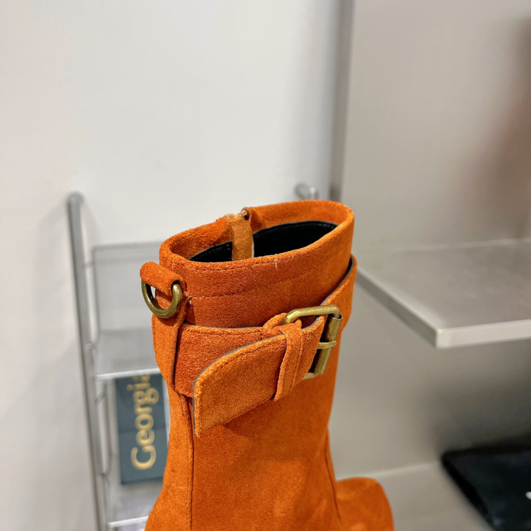 Sa1nt Lau*nt Women’s Cherry Buckle Platform Booties Orange For Women Y51