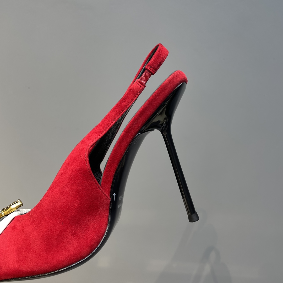Sa1nt Lau*nt Women’s Silk Slingback Pumps Red For Women Y51