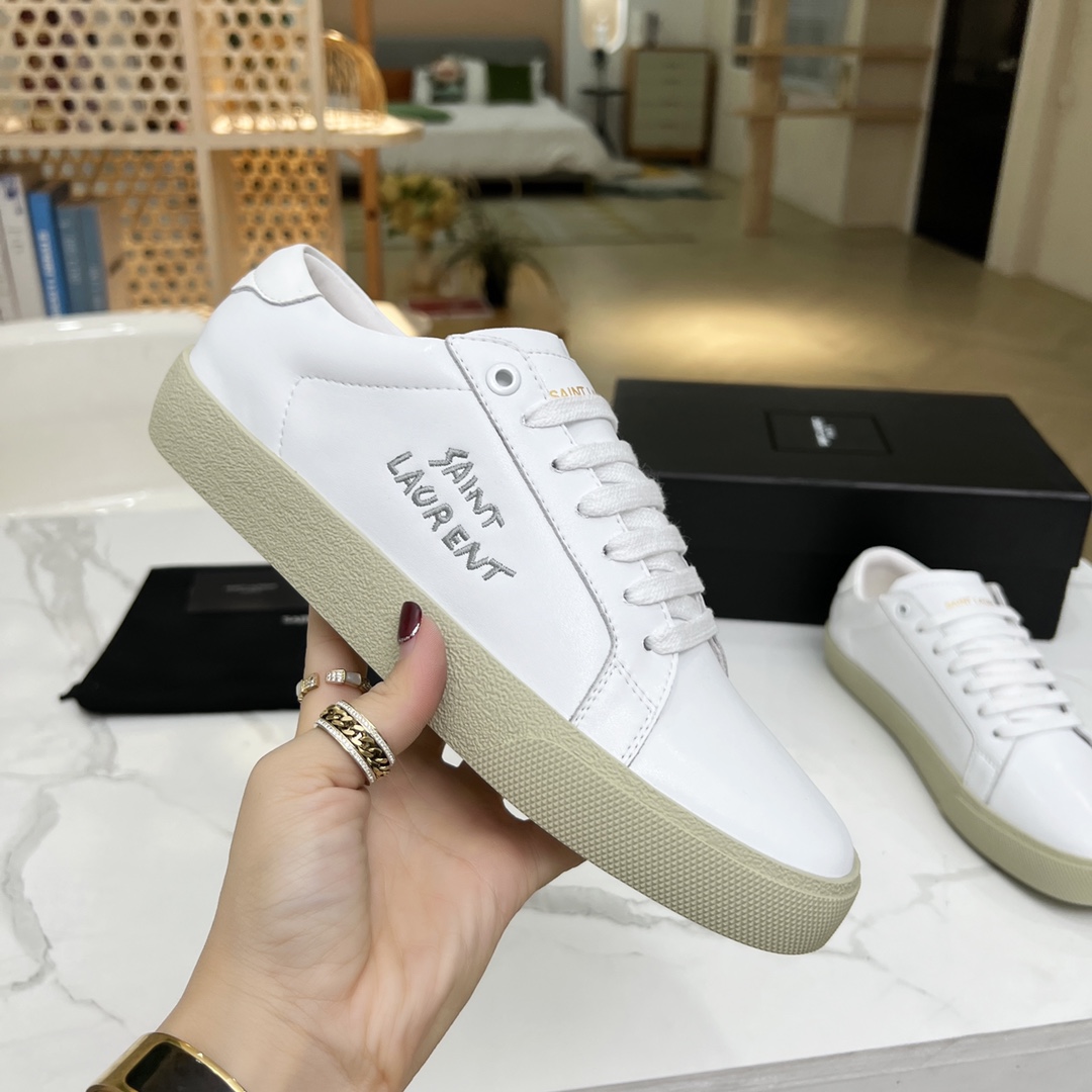 Sa1nt Lau*nt Women’s Court Classic Sl/06 Embroidered Sneakers White For Women Y51