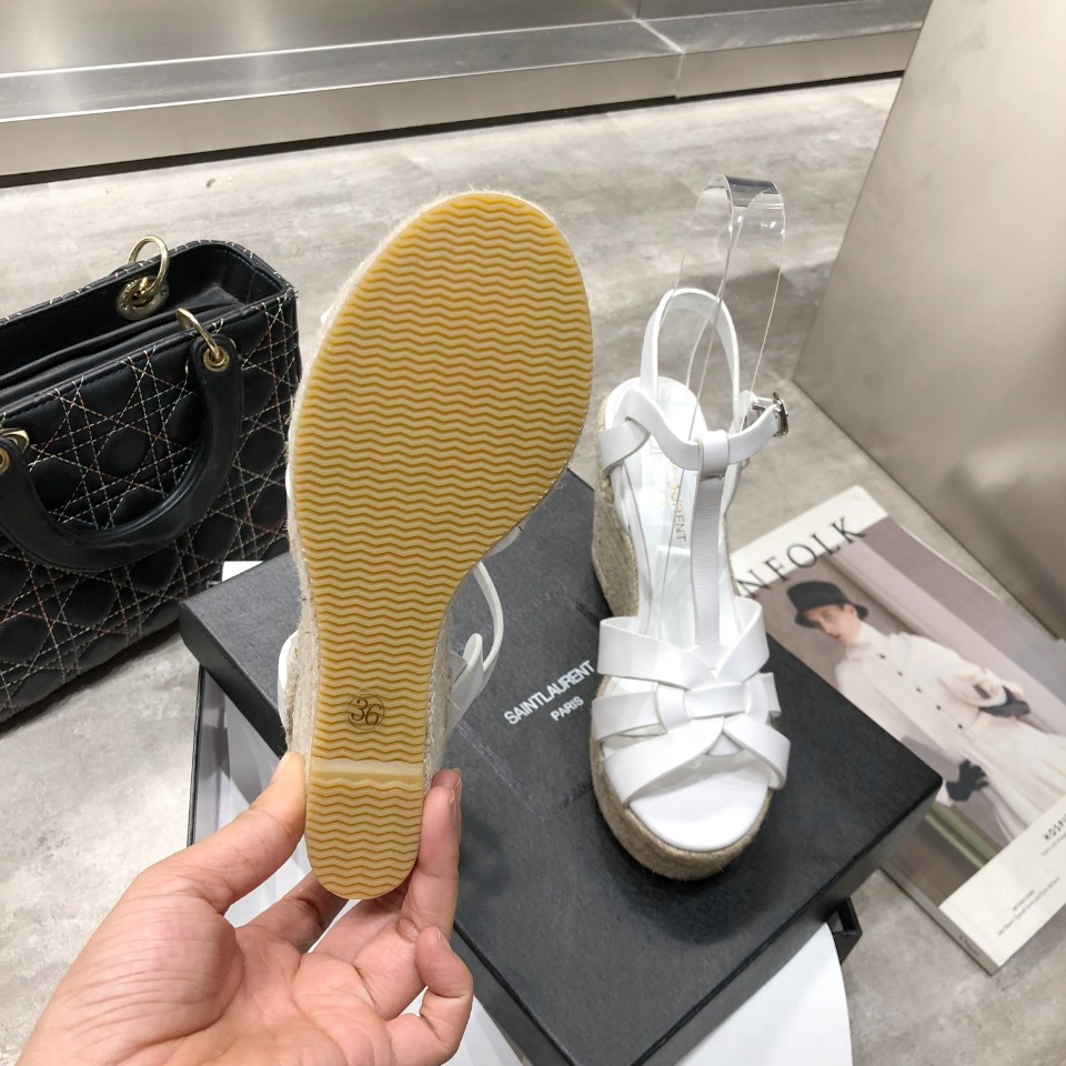 Sa1nt Lau*nt Women’s Tribute Espadrilles Wedge White For Women Y51 611924BZC009008