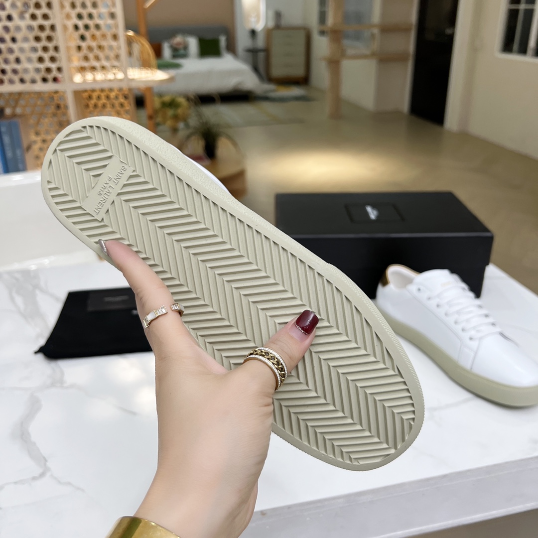 Sa1nt Lau*nt Women’s Court Classic Sl/06 Embroidered Sneakers Yellow For Women Y51