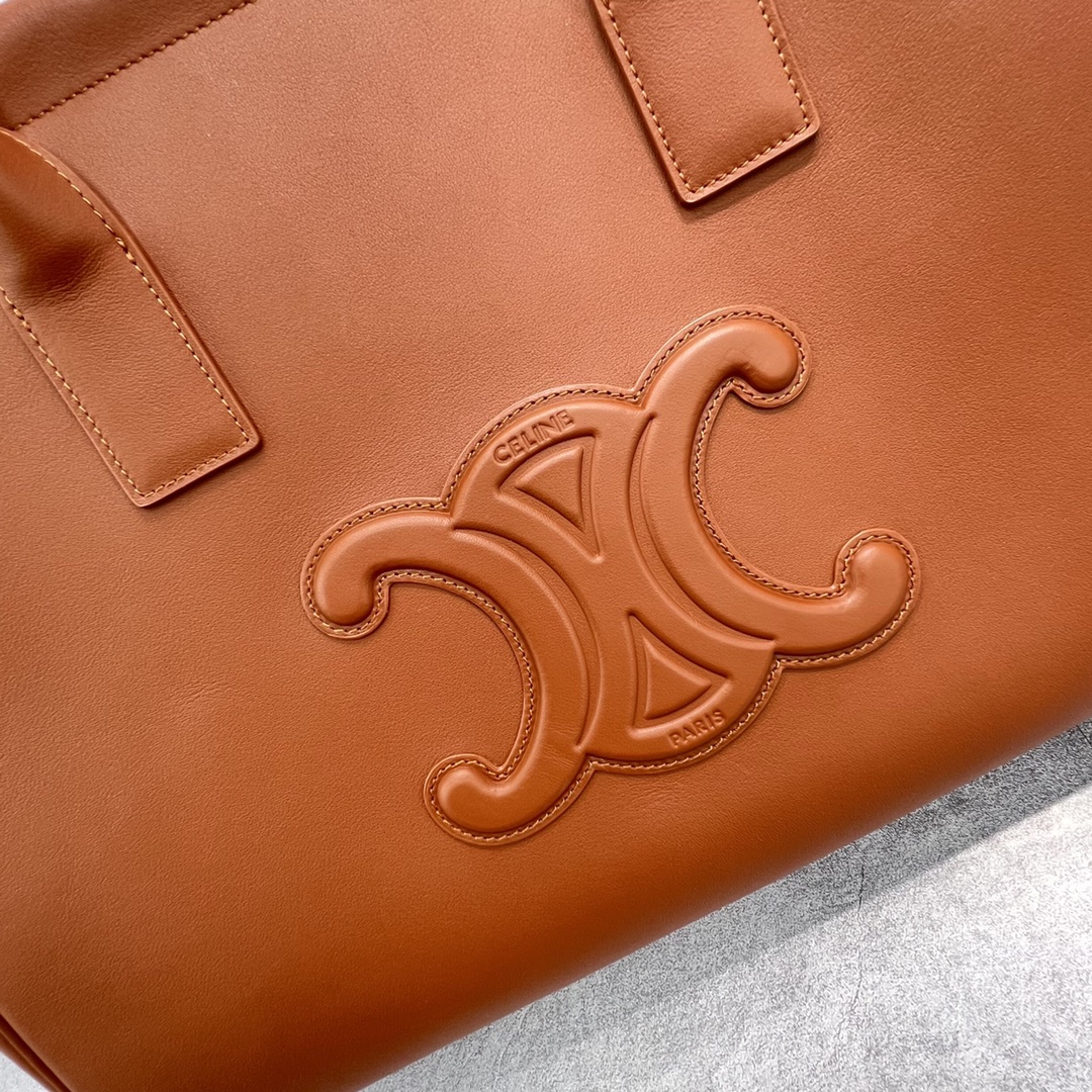 Ce1i*e Cabas Drawstring Cuir Triomphe Tan For Women 17in/44cm 199973DU3.04LU