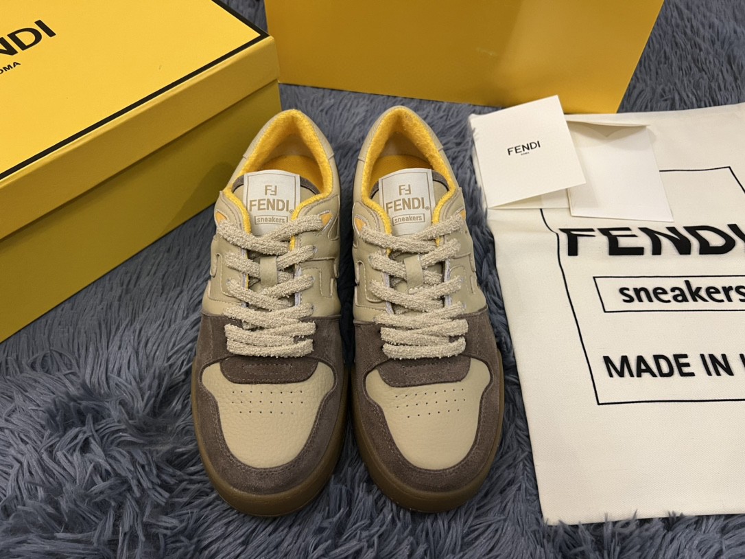 F**di Match Low Tops Sneakers Beige For Men 7E1493AHH2F1FHU