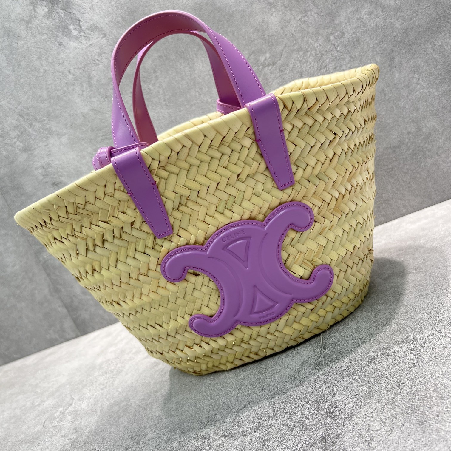 Ce1i*e Teen Triomphe Ce1i*e Classic Panier In Palm Leaves And Lizard Violet For Women 8in/20cm