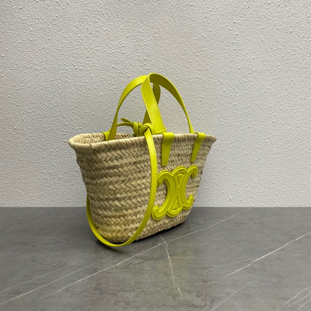 Ce1i*e Teen Triomphe Ce1i*e Classic Panier In Palm Leaves And Lizard Yellow For Women 8in/20cm 194004EH4.11CT