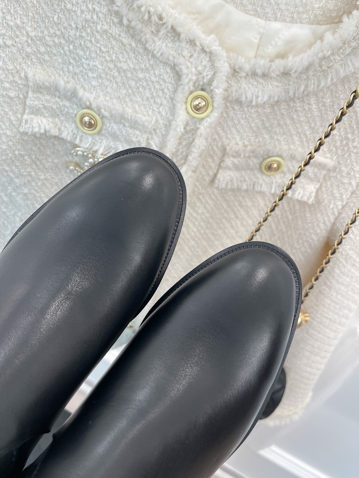 Ch**el Women’s Ankle Boots With Chain Black For Women 1.5in/4cm