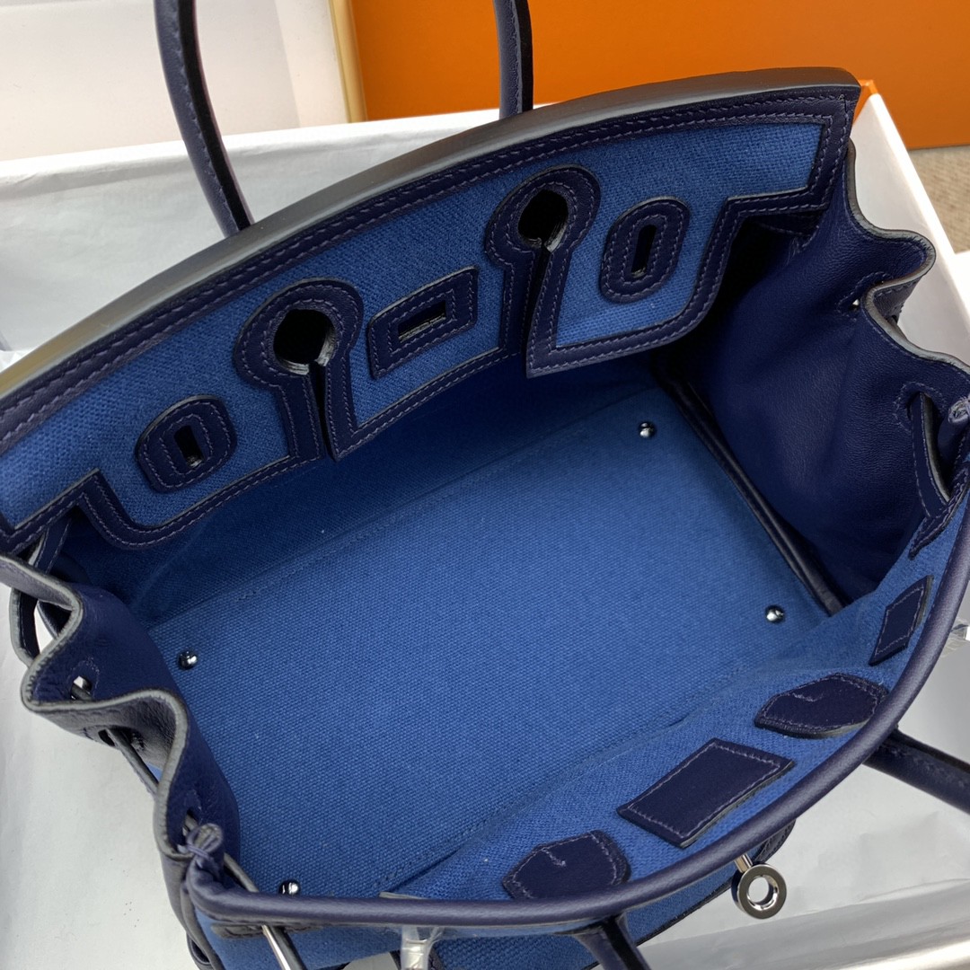 H**me5 Birkin Cargo 25 Blue, Silver Toned Hardware Bag For Women, Women’s Handbags, Shoulder Bags 9.8in/25cm