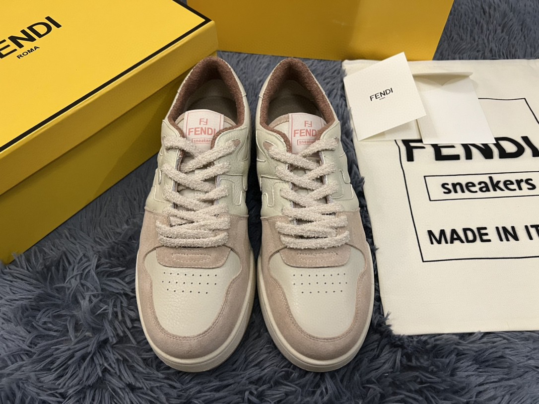 F**di Match Low Tops Sneakers Beige/Brown For Men 7E1493