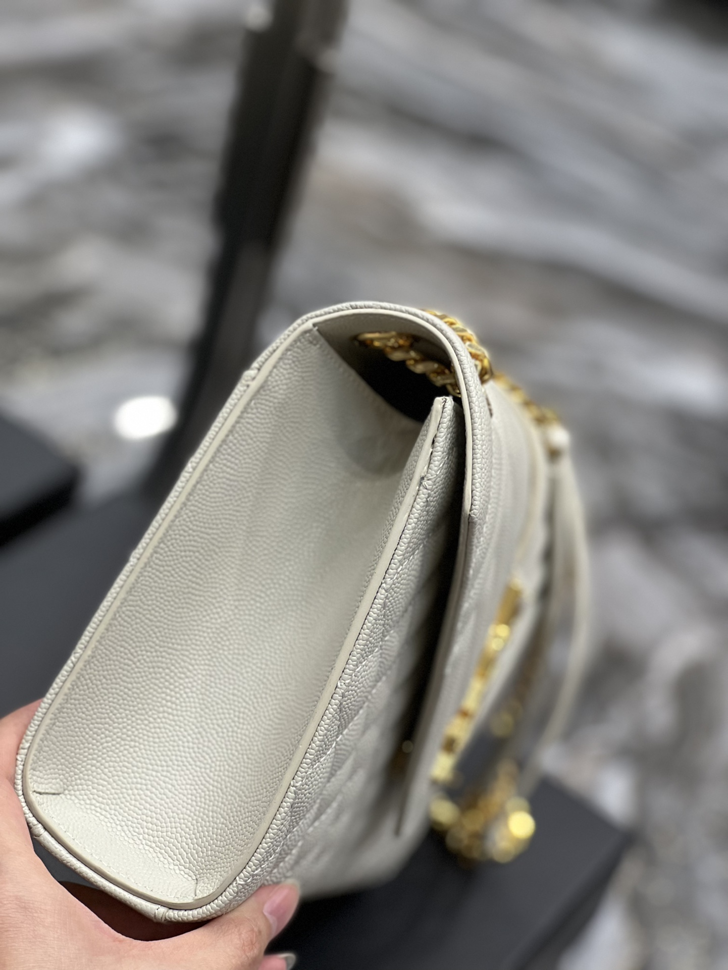 Sa1nt Lau*nt Envelope Medium Chain Bag White For Women, Women’s Bags 9.4in/24cm Y51