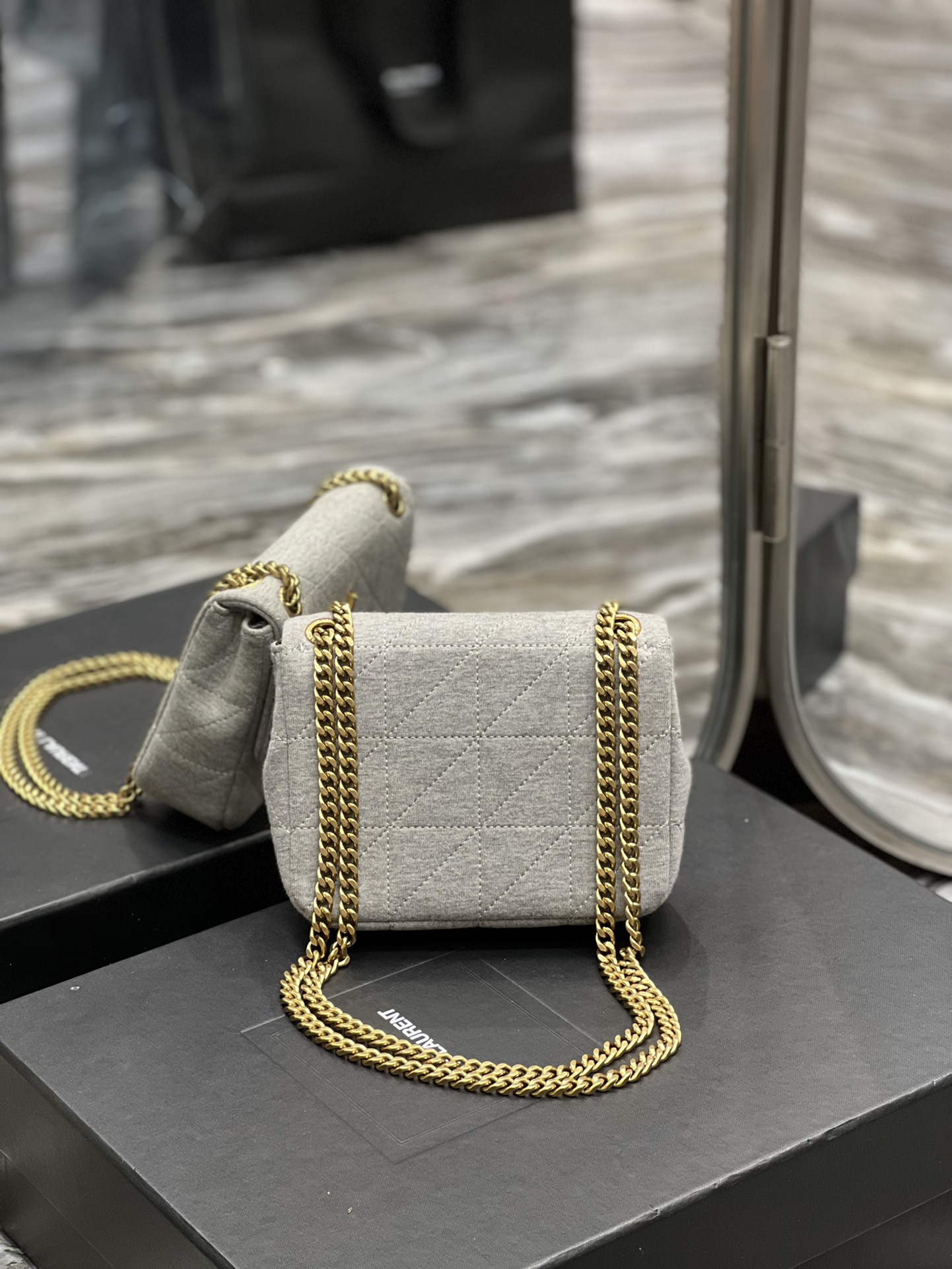 Sa1nt Lau*nt Jamie Mini Chain Bag Grey For Women, Women’s Bags 6.9in/17.5cm Y51 6981622F9271407