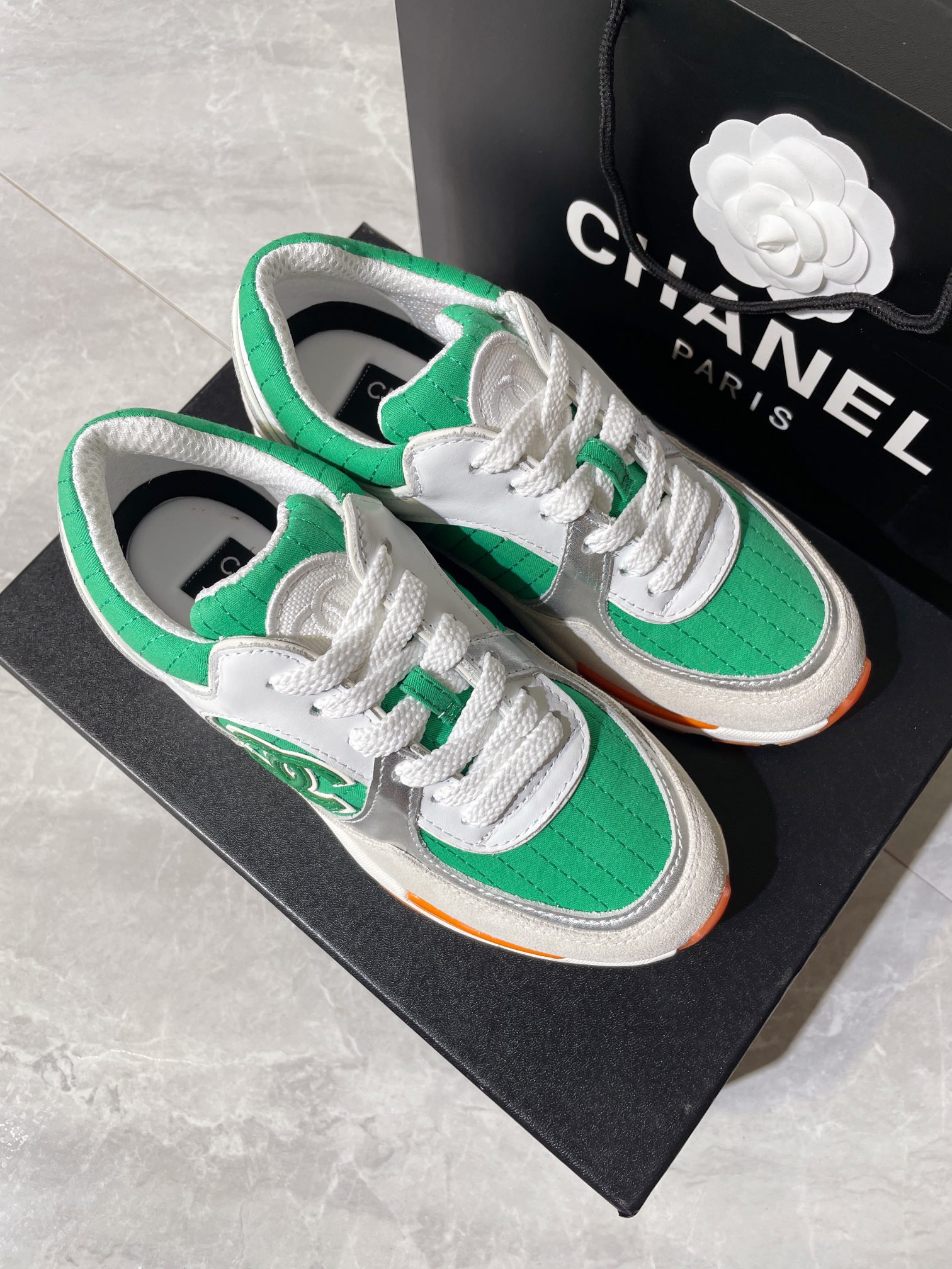 Ch**el Women’s Sneakers In Fabric Green For Women